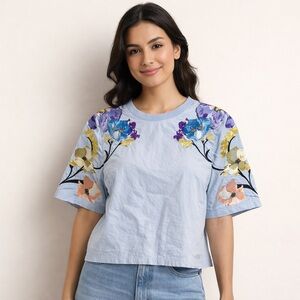 3.1 Phillip Lim Embroidered Floral Top SIZE 0